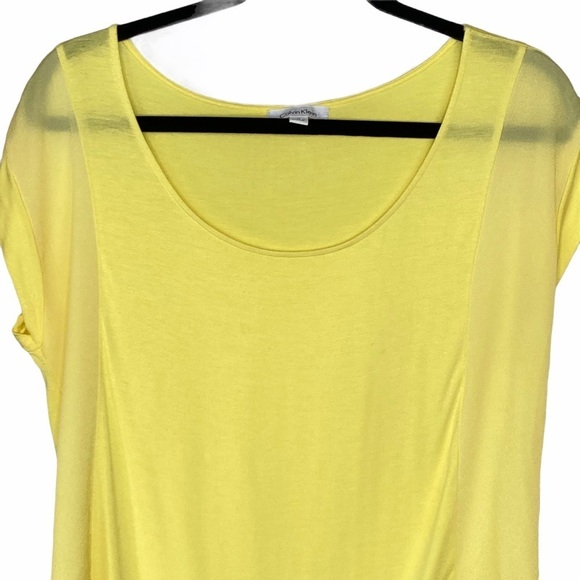 Calvin Klein Yellow Cap Sleeve Scoop Neck Top - Picture 3 of 10